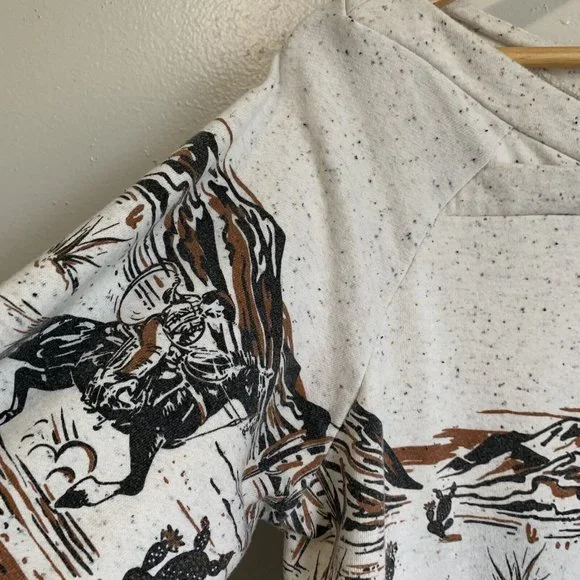 Ariat Old West Sweatshirt Egret Crossover Neck Long Sleeve Sz XL Southwestern - Picture 8 of 13